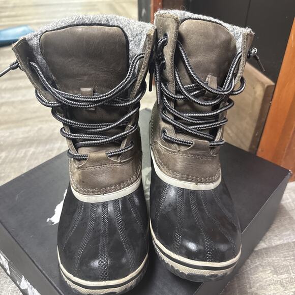 Sorel Women's Slimpack Lace II Winter Boot Quarry Black Sz 8 - Picture 1 of 6